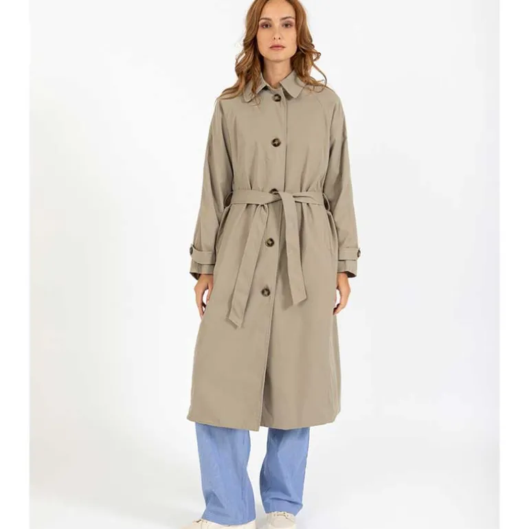 Coster Copenhagen Alicia Long Trenchcoat Sand Olive