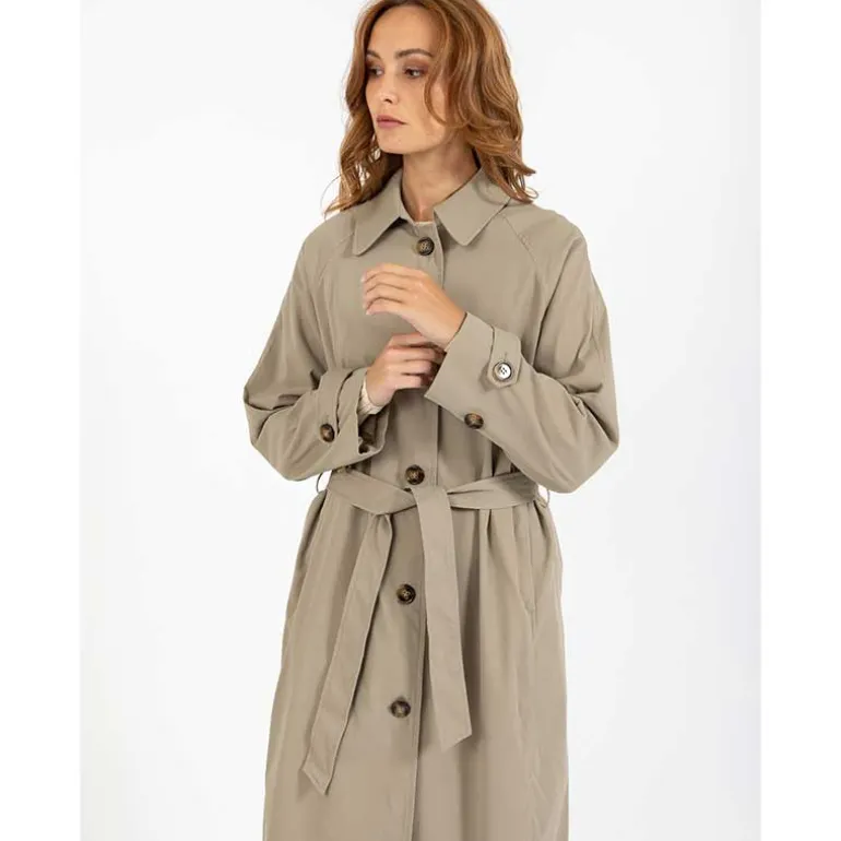 Coster Copenhagen Alicia Long Trenchcoat Sand Olive