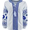 J By J 3672 Embroidery Blouse Light Blue