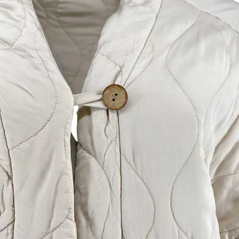 J By J 8018 Oversized Quilted Jacket / Vest Beige
