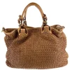 J By J Large Braided Leather Bag Brown