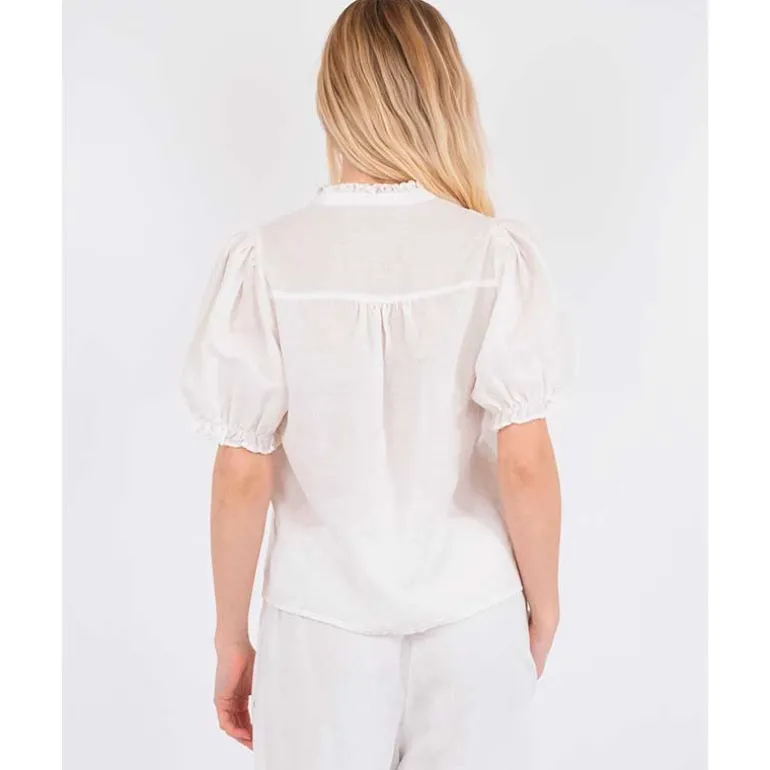 Neo Noir Odesa Linen Blouse Hvid