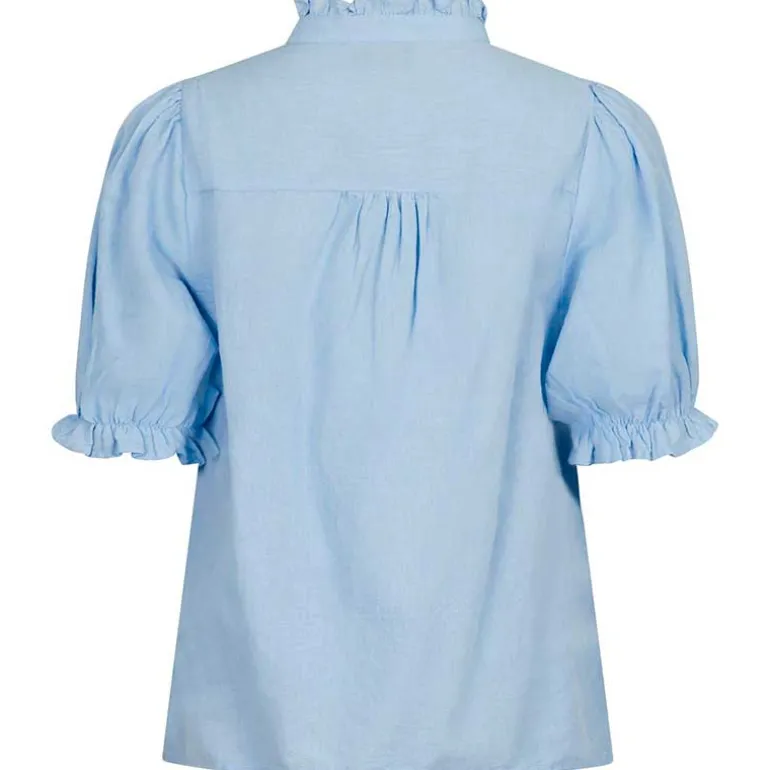 Neo Noir Odesa Linen Blouse Lyseblå