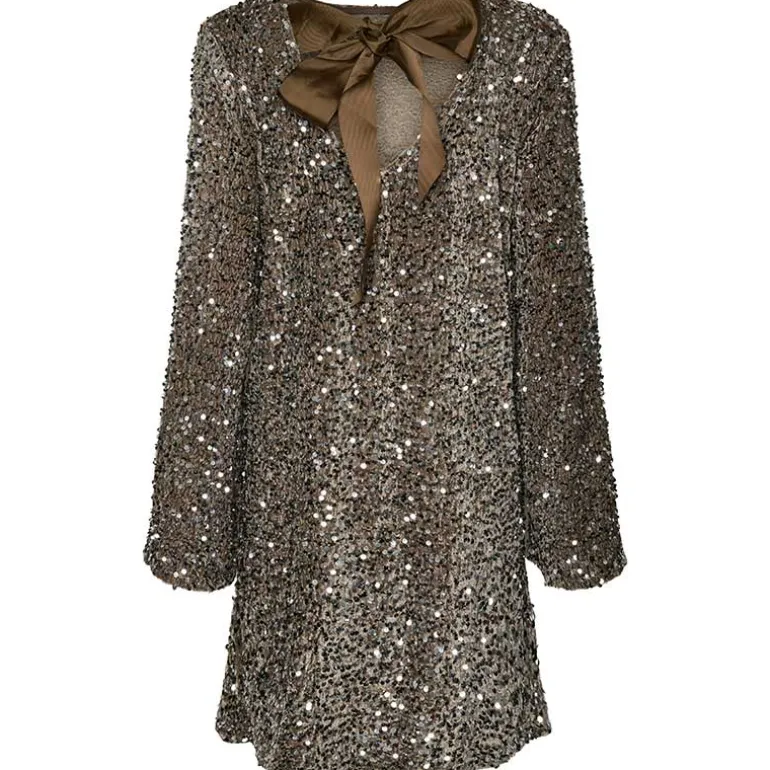 Pieces PCKam LS Deep Back Bow Dress Morel
