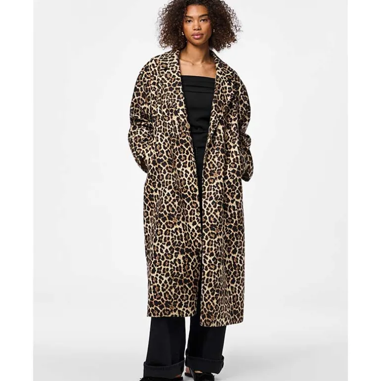 Pieces PCSavannah LS Long Leo Coat Black Leo