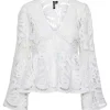Pieces PCWinsta LS V-Neck Top D2D Hvid